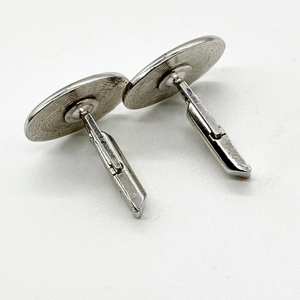 Vintage Silver Tone Swirl Design Oval Cufflinks